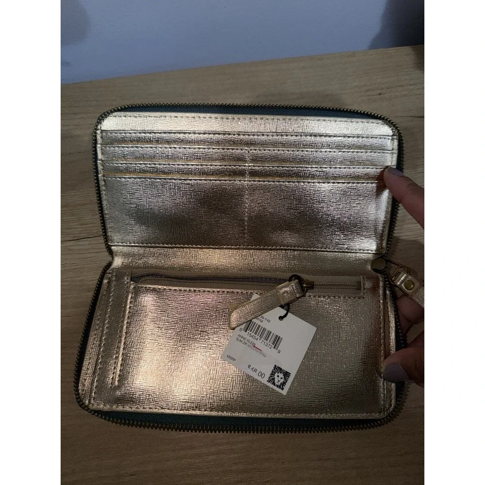 Anne Klein Silver and Gold Floral Print Wallet  NWT T
